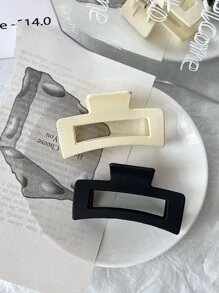 2入組素色方形髮爪 - 彩色 - 查看 1