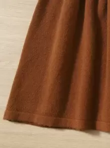 SHEIN Girls Cable Knit Jumper Dress Without Belt - Brown - View 3