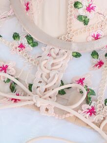 Embroidery Underwire Bra - Baby Pink - View 6