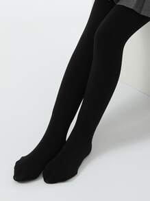 2雙小女童素色長毛絨內襯保暖褲襪 - 彩色 - 查看 2