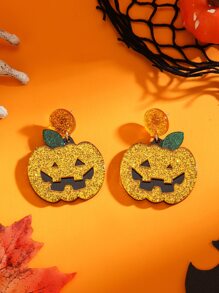 Halloween Pumpkin Drop Earrings - Multicolor - View 1