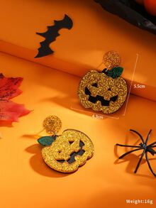 Halloween Pumpkin Drop Earrings - Multicolor - View 3