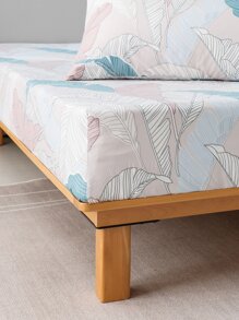 Leaf Pattern Fitted Sheet Set Without Filler - Multicolor - View 6