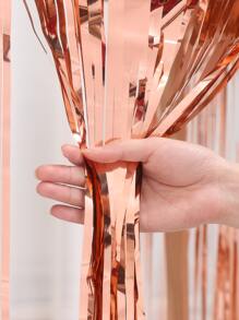 1pc Tassel Design Disposable Table Skirt, Rose Gold Metallic Table Wrapper For Party - Rose Gold - View 3