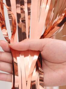 1pc Tassel Design Disposable Table Skirt, Rose Gold Metallic Table Wrapper For Party - Rose Gold - View 4