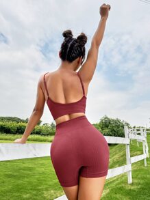 Yoga Sxy 素色條紋針織運動套裝