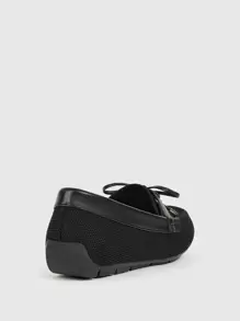 CUCCOO BASICS Zapatos de mujer con lazo decorativo, negros, de cómoda punta cuadrada, modelo mocasín, para vacaciones, rebajas de verano, vuelta al cole, estudiantes universitarios, Navidad, otoño y Año Nuevo