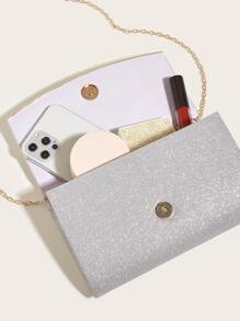 Pleated Embossed Flap Clutch Bag For Women's Evening Party - Silver - View 7