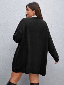 SHEIN Clasi Plus Drop Shoulder Duster Cardigan - Black - View 2
