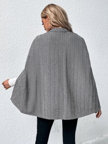 SHEIN LUNE Abrigo capa con estampado de cheurón - Blanco y Negro - Ver 2