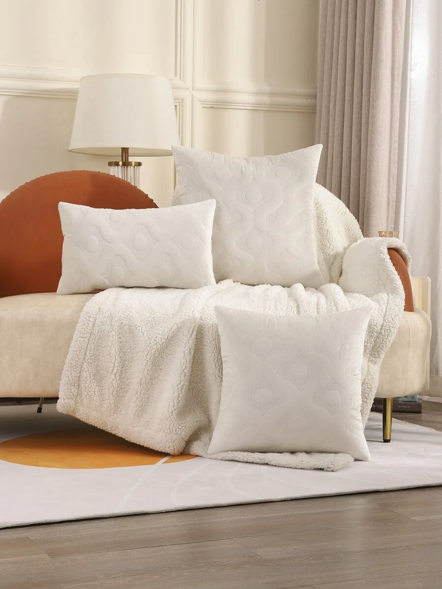 1pc Vỏ đệm màu rắn không có chất làm đầy - Màu be - Xem 1