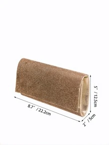 鋯石裝飾翻蓋鏈條方包 - 金色 - 查看 7