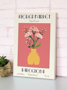 1入組花和字母圖案裱框畫