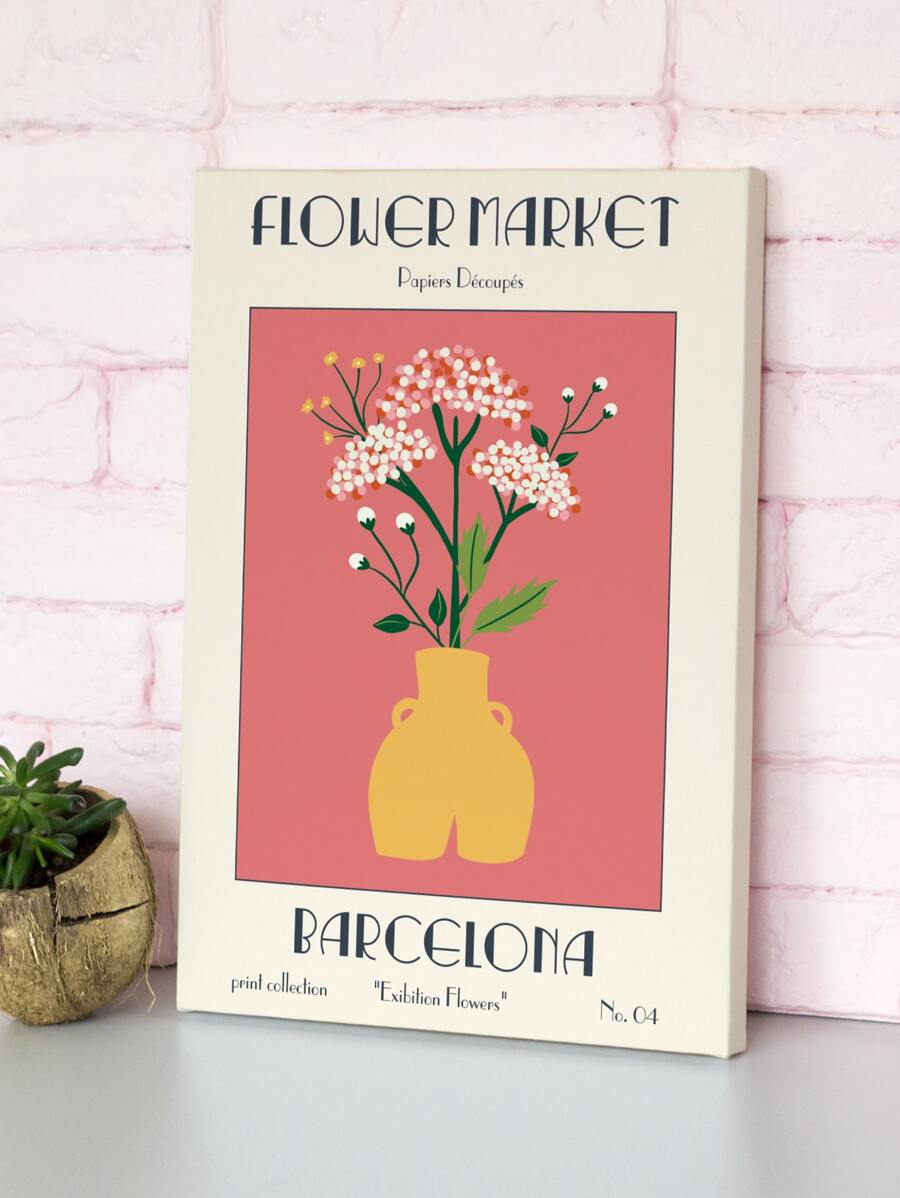 1入組花和字母圖案裱框畫