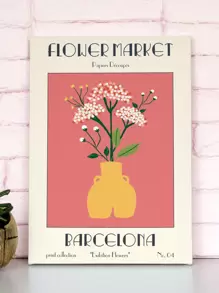 1入組花和字母圖案裱框畫