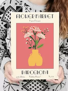 1入組花和字母圖案裱框畫