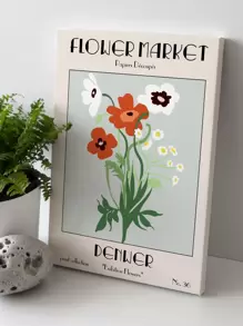 1 cái tranh khung đồ họa hoa & chữ - Nhiều màu - Xem 1