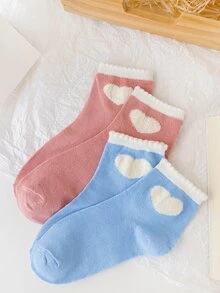 5pairs Heart Pattern Crew Socks - Multicolor - View 3