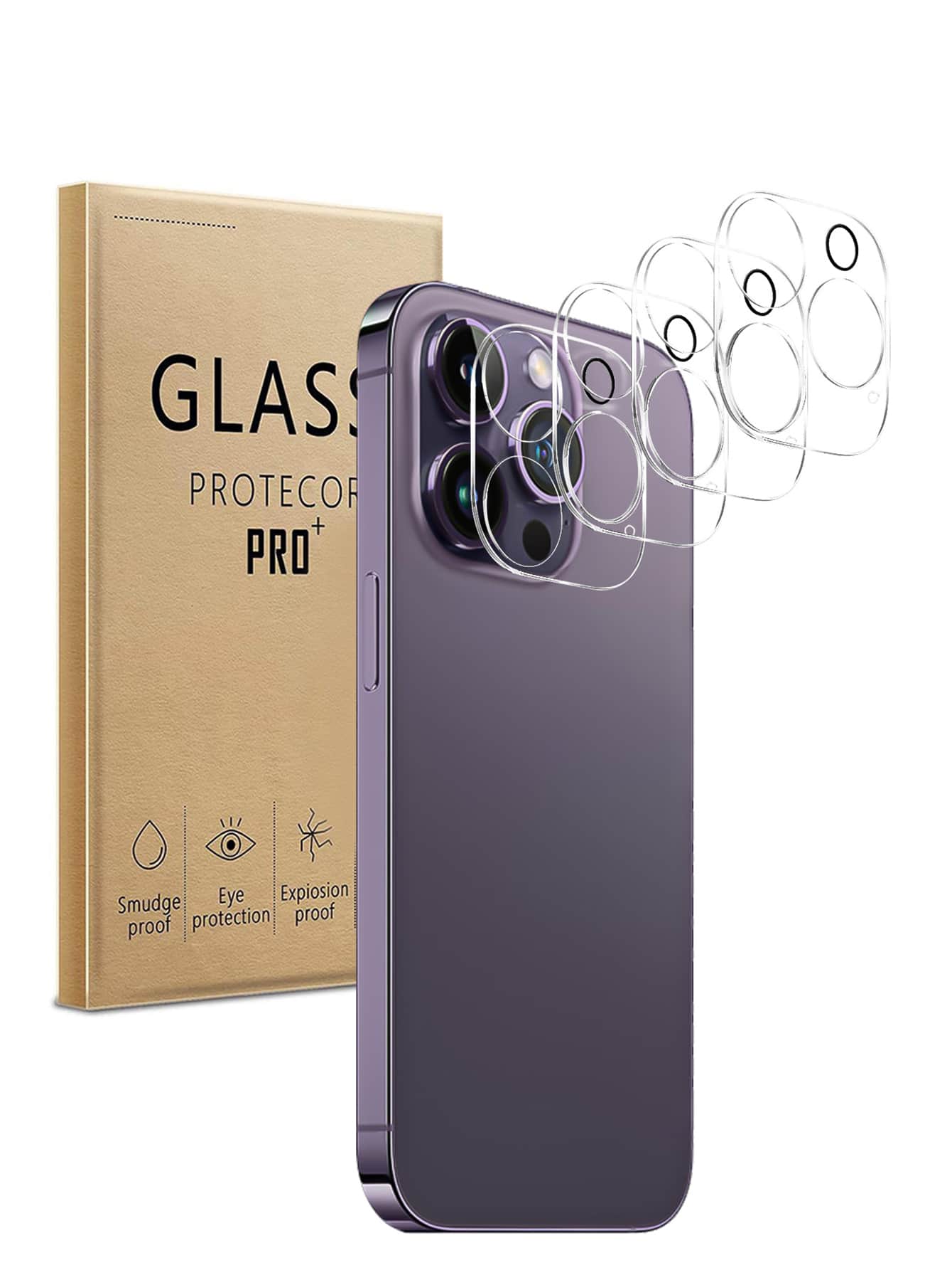 4 miếng bảo vệ ống kính tương thích với iPhone 15/15Pro/15Plus/15Promax - Trong sáng - Xem 1