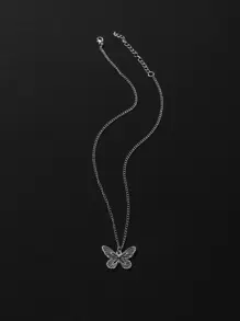 Hợp kim vòng cổ bướm quyến rũ dành cho nam giới thời trang và phổ biến để làm quà tặng trang sức và cho vẻ ngoài sành điệu - Bạc - Xem 2