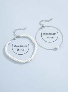 2 Miếng Ngọc trai giả Đính cườm vòng chân - Bạc - Xem 4