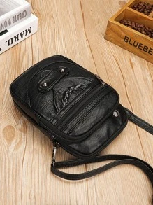 PU 奢华手袋 女士包包 2023 女士手提包 女士斜挎包 手拿包 手机钱包 单肩包 学校用品 教师礼物 返校 iPhone 包 手机钱包 钱包 女士钱包 - 黑色 - 查看 5