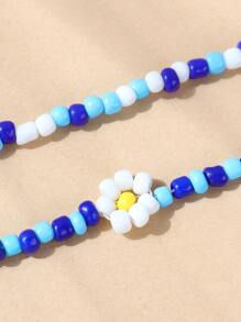 2入組撞色串珠項鏈 - 寶藍色 - 查看 3