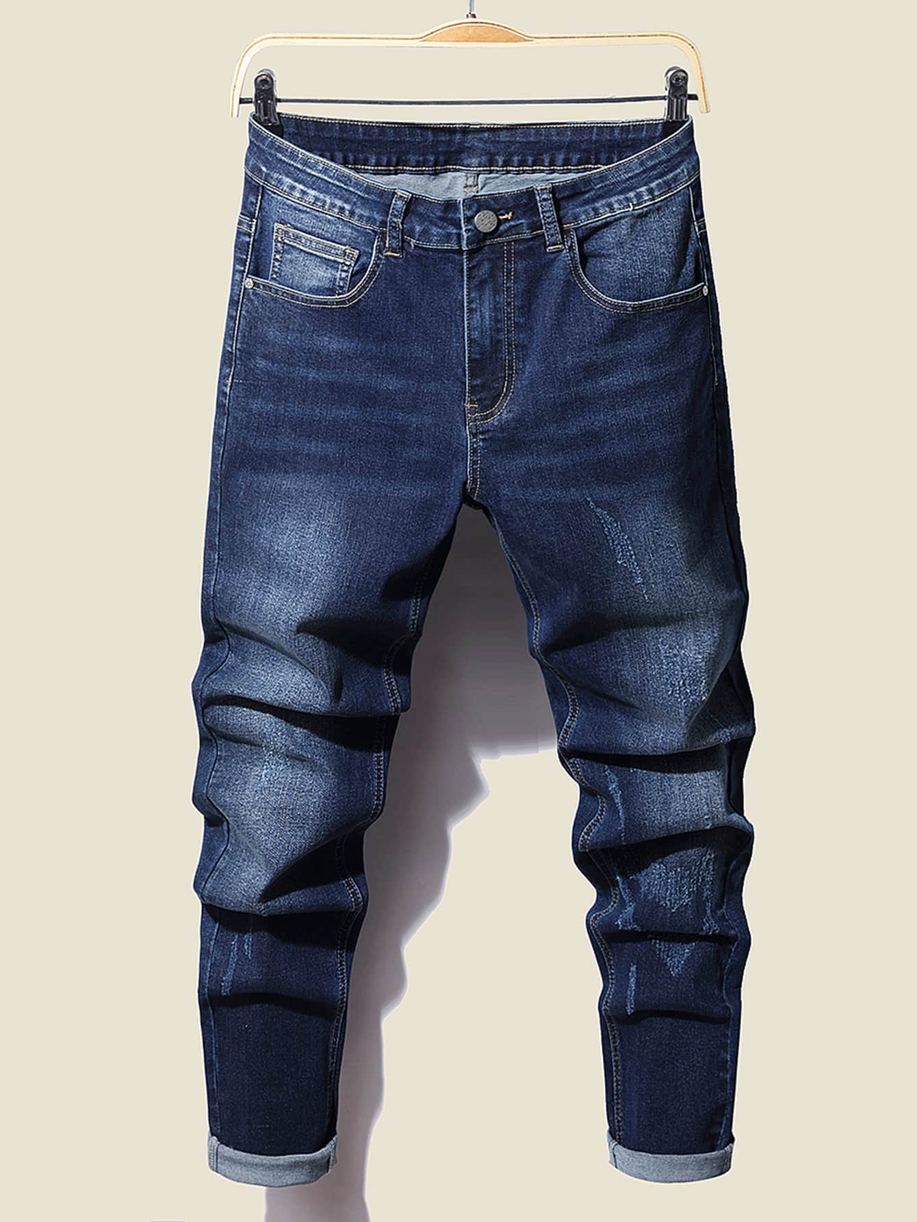 Manfinity Homme Men Slant Pocket Skinny Jeans - Dark Wash - View 1