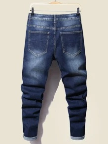 Manfinity Homme Men Slant Pocket Skinny Jeans - Dark Wash - View 2