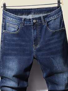 Manfinity Homme Men Slant Pocket Skinny Jeans - Dark Wash - View 5