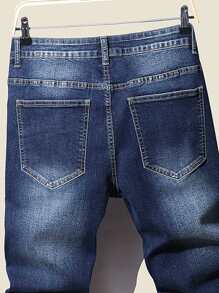 Manfinity Homme Men Slant Pocket Skinny Jeans - Dark Wash - View 6