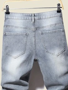 Manfinity Men Ripped Patched Jeans - Light Wash - View 6