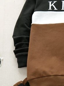 SHEIN Chàng trai trẻ Khối màu Đồ họa Chữ cái Áo len & Quần nỉ - Nhiều màu - Xem 4