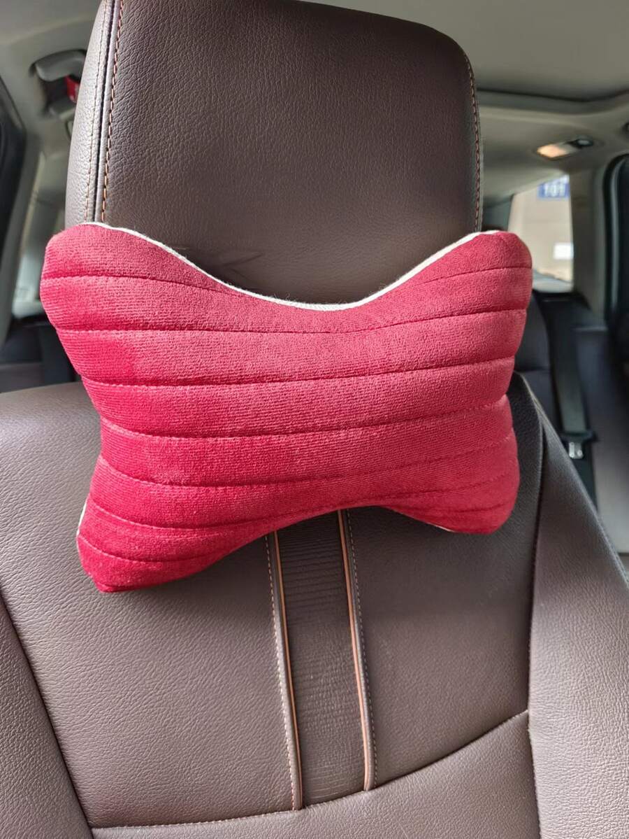 1pc Plain Car Neck Pillow - Burgundy - View 1