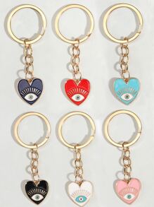Street Evil Eye Detail Heart Charm Keychain Valentine's Day Car Accessories Bag Charm School Cute Goth Y2k Bag Accessories Lanyards With Id Holder Car Accessories Bag Charms Christmas Gift Car Accessories Teacher Friend Sister Gift Ideas - Red - View 1