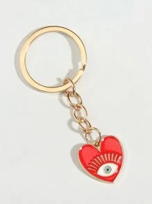 Street Evil Eye Detail Heart Charm Keychain Valentine's Day Car Accessories Bag Charm School Cute Goth Y2k Bag Accessories Lanyards With Id Holder Car Accessories Bag Charms Christmas Gift Car Accessories Teacher Friend Sister Gift Ideas - Red - View 2
