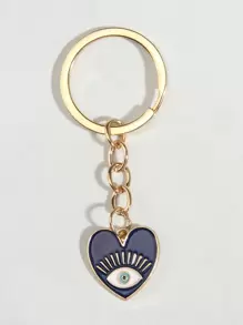 Boho European And American Style Ins Colorful Evil Eye & Heart Shaped Keychain With Cool Eyes & Hearts Decor Valentine's Day Valentines Car Accessories Bag Charm School Cute Goth Y2k Bag Accessories Lanyards With Id Holder Car Accessories Bag Charms Christmas Gift Car Accessories Teacher Friend Sister Gift Ideas - Navy Blue - View 4
