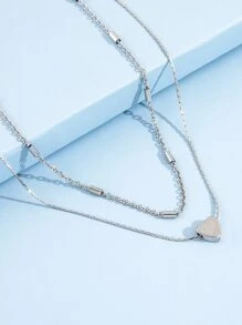 2 piezas Collares con decoración de corazón para San Valentín - Plateado - Ver 3