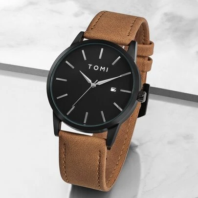 TOMI Reloj de cuarzo minimalista redondo con puntero de fecha como regalo para estudiantes que regresan a la escuela
