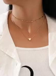 2 chiếc vòng cổ trang trí trái tim - Vàng - Xem 1