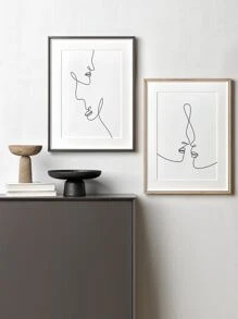 2pcs Figure Graphic Unframed Painting - Black and White - View 5