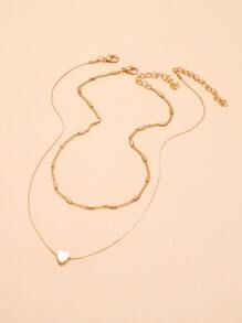 2 chiếc vòng cổ trang trí trái tim - Vàng - Xem 2