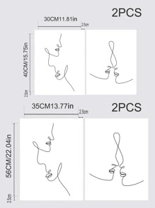 2pcs Figure Graphic Unframed Painting - Black and White - View 6