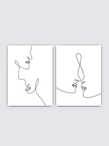 2pcs Figure Graphic Unframed Painting - Black and White - View 7