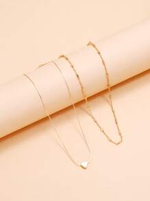 2 chiếc vòng cổ trang trí trái tim - Vàng - Xem 4