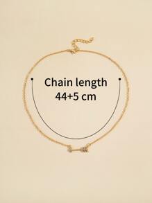 Rhinestone Arrow Pendant Necklace - Yellow Gold - View 4