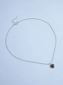 Heart Pendant Necklace - Silver - View 2