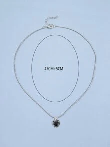 Heart Pendant Necklace - Silver - View 4