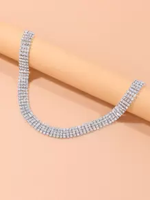 水鑽裝飾頸鏈 - 銀色 - 查看 2