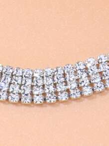 水鑽裝飾頸鏈 - 銀色 - 查看 3